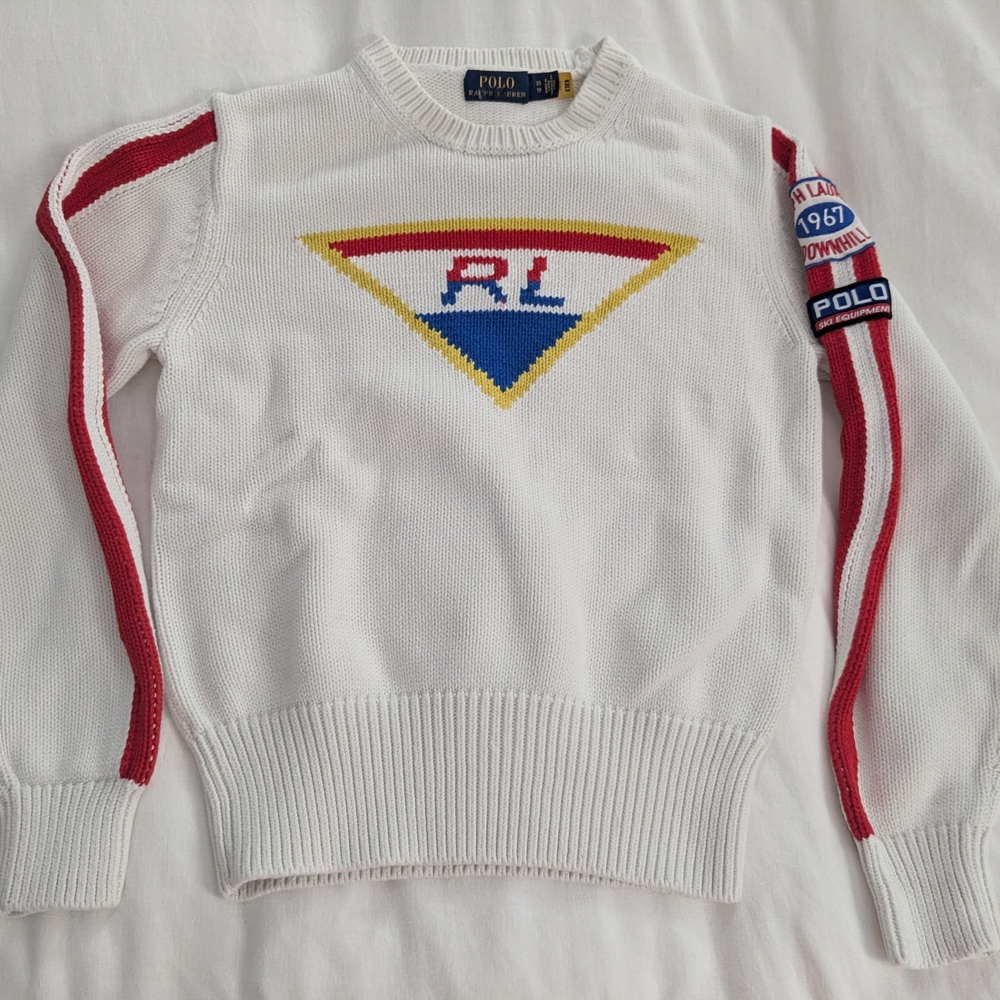 Ralph Lauren White and Red Crewneck Sweater